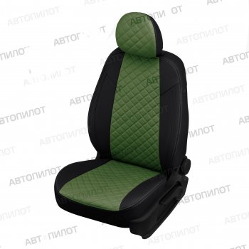 10 699 р. Чехлы сидений (5 мест, экокожа) Автопилот Ромб  Ford Galaxy  2 (2006-2015) (черный/зеленый). Увеличить фотографию 1