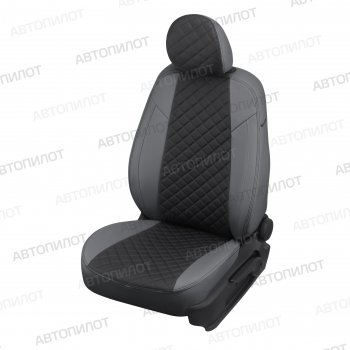 6 199 р. Чехлы сидений (3 места, экокожа) Автопилот Ромб  Ford Transit  3 (2006-2014) (серый/черный). Увеличить фотографию 1