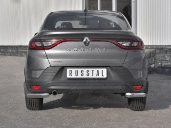 Защита заднего бампера (Ø63 мм уголки, нержавейка) Russtal Renault Arkana (2019-2024)