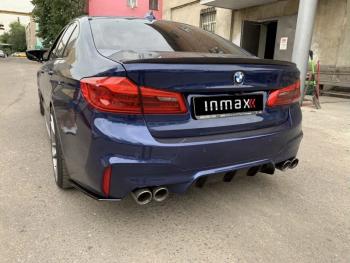 5 149 р. Накладки M-Perfomance под задний бампер (мини-лезвия) Inmax  BMW 5 серия  G30 (2016-2020) (цвет: черный глянец). Увеличить фотографию 4