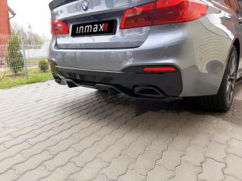 10 999 р. Диффузор заднего бампера М-Perfomance (2 клыка)  BMW 5 серия  G30 (2016-2020)Inmax (неокрашенный). Увеличить фотографию 3