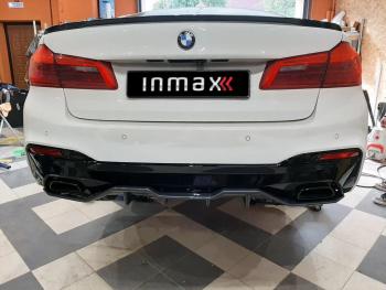 12 199 р. Диффузор заднего бампера М-Perfomance (4 клыка)  BMW 5 серия  G30 (2016-2020) Inmax (неокрашенный). Увеличить фотографию 1
