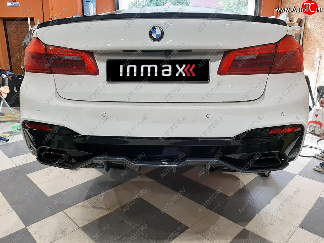 12 199 р. Диффузор заднего бампера М-Perfomance (4 клыка)  BMW 5 серия  G30 (2016-2020) Inmax (неокрашенный)