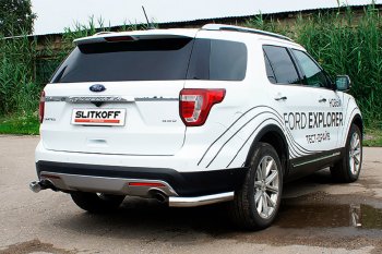 Защита заднего бампера Slitkoff (d76 мм, уголки) Ford (Форд) Explorer (Експлорер)  U502 (2017-2019) U502 2-ой рестайлинг, 5 дв.