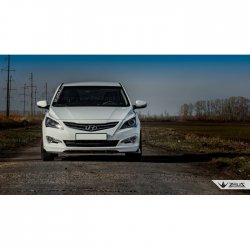 4 499 р. Накладка на передний бампер TopKontur Design  Hyundai Solaris  1 седан (2014-2017) (Глянец под окраску, Неокрашенная). Увеличить фотографию 5
