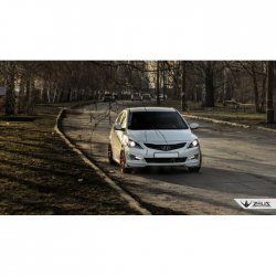 4 499 р. Накладка на передний бампер TopKontur Design  Hyundai Solaris  1 седан (2014-2017) (Глянец под окраску, Неокрашенная). Увеличить фотографию 6