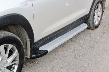 Алюминиевые пороги для ног Slitkoff (optima) Hyundai (Хюндаи) Tucson (Туссон)  3 TL (2018-2021) 3 TL рестайлинг