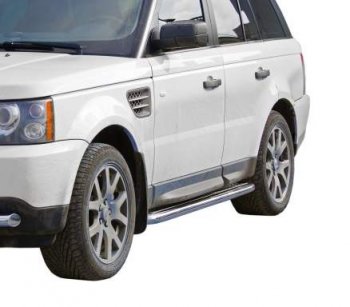 10 599 р. Защита порогов ТехноСфера (Техно Сфера) (Сталь с покрытием, с алюминиевым листом, d63.5 mm)  Land Rover Range Rover  3 L322 (2002-2012) (цвет: Серебристый). Увеличить фотографию 1