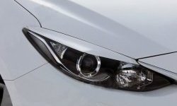 999 р. Реснички на фары Tuning-Sport v2 (для галогеновой оптики)  Mazda 3/Axela  BM (2013-2016) (Неокрашенные). Увеличить фотографию 1
