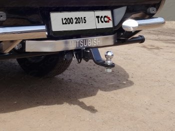 Фаркоп (тягово-сцепное устройство) TCC (надпись Mitsubishi, без заднего бампера) Mitsubishi (Митсубиси) L200 (л)  5 KK,KL (2015-2022) 5 KK,KL дорестайлинг, рестайлинг  (Оцинкованный, шар E)