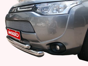 14 449 р. Защита переднего бампера WINBO (Ø76 и 63 мм, нержавейка)  Mitsubishi Outlander ( XL,  GF) (2010-2014). Увеличить фотографию 1