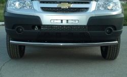 3 499 р. Защита переднего бампера Metall-Design 63 мм  Chevrolet Niva  2123 (2009-2020), Лада 2123 (Нива Шевроле) (2009-2021) (Сталь с покрытием, цвет серебристый). Увеличить фотографию 2
