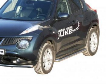 Защита порогов ТехноСфера (Техно Сфера) (нержавейка, с алюминиевым листом, d63.5 mm) Nissan (Нисан) Juke (Жук)  1 YF15 (2010-2020) 1 YF15 дорестайлинг, рестайлинг