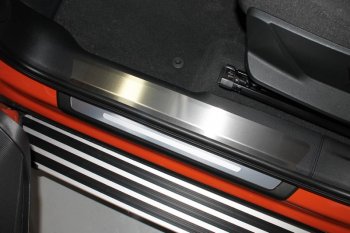 4 699 р. Накладки на пластиковые пороги (4 шт.) ТСС Тюнинг  Audi Q3  F3 (2018-2022) (лист шлифованный без надписи). Увеличить фотографию 1