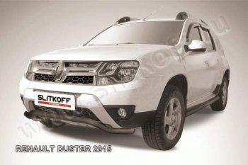 6 349 р. Защита переднего бампер Slitkoff  Renault Duster  HS (2015-2021) (Цвет: серебристый). Увеличить фотографию 1