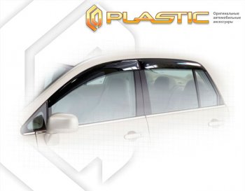 2 139 р. Ветровики дверей CA-Plastic  Nissan Tiida Latio  C11 (2004-2012) (Classic полупрозрачный, Крепление на клипсы). Увеличить фотографию 1