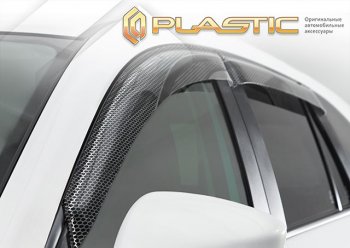 2 169 р. Ветровики дверей CA-Plastic  Volkswagen Transporter ( T6,  T6.1) (2015-2024) (Серия Art черная, без хром. молдинга). Увеличить фотографию 1