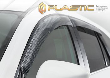2 169 р. Ветровики дверей CA-Plastic  Volkswagen Transporter  T5 (2009-2015) (Серия Art графит, без хром. молдинга). Увеличить фотографию 1