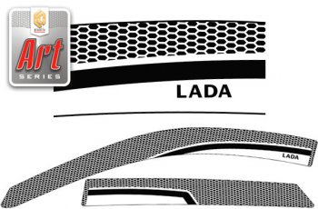2 259 р. Ветровики дверей CA-Plastic  Лада Гранта  FL 2190 седан (2018-2024) (Серия Art серебро, без хром. молдинга). Увеличить фотографию 1