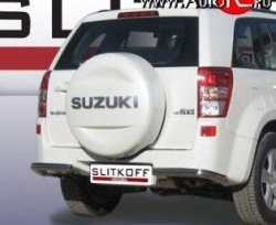5 799 р. Защита заднего бампера из двух боковых уголков диаметром 57 мм Slitkoff  Suzuki Grand Vitara  JT 3 двери (2005-2008) (Цвет: нержавеющая полированная сталь). Увеличить фотографию 1