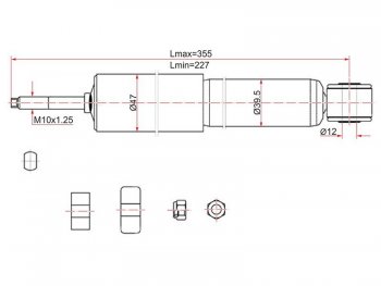 1 599 р. Амортизатор передний LH=RH SAT  Toyota LiteAce  Noah (1996-2001). Увеличить фотографию 1