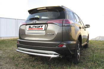 Защита заднего бампера Slitkoff (Ø57 мм, радиусная) Toyota (Тойота) RAV4 (рав)  XA40 (2015-2019) XA40 5 дв. рестайлинг