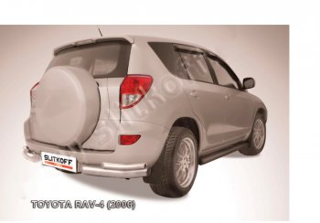 4 499 р. Защита заднего бампера Slitkoff (d57 мм, уголки)  Toyota RAV4  XA305 (2005-2009) (Сталь с полимерным покрытием в цвет: серебристый). Увеличить фотографию 1