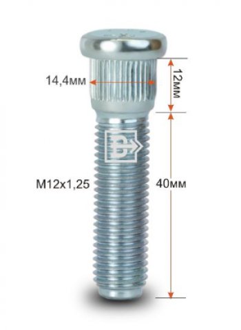 188 р. Забивная шпилька 40.0 мм ступицы колеса Вектор M12x1.25 x 40.0  . Увеличить фотографию 1