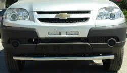 3 389 р. Одинарная защита переднего бампера Металл Дизайн диаметром 63.5 мм (рестайлинг)  Chevrolet Niva  2123 (2009-2020), Лада 2123 (Нива Шевроле) (2009-2021) (Сталь с покрытием (металл. торцы), Цвет серебристый). Увеличить фотографию 1