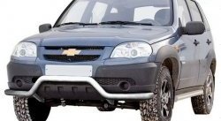 3 899 р. Фигурная защита переднего бампера диаметром 63.5 мм Металл Дизайн  Chevrolet Niva  2123 (2009-2020), Лада 2123 (Нива Шевроле) (2009-2021) (Сталь с покрытием, цвет серебристый). Увеличить фотографию 1