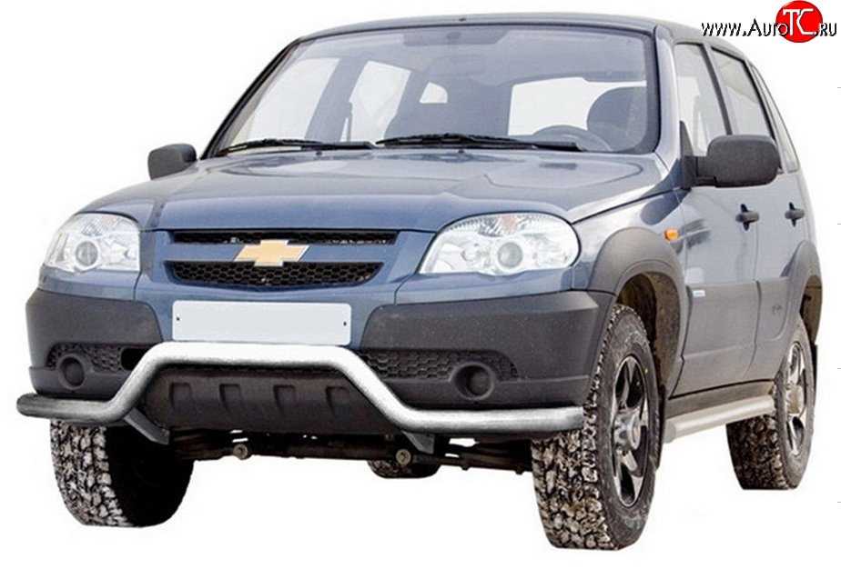 3 899 р. Фигурная защита переднего бампера диаметром 63.5 мм Металл Дизайн  Chevrolet Niva  2123 (2009-2020), Лада 2123 (Нива Шевроле) (2009-2021) (Сталь с покрытием, цвет серебристый)